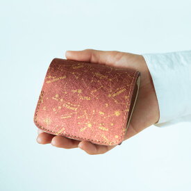 「小さいふ。」 小さい財布 お札が折れない ミニ財布 コンパクト財布 本革 革 栃木レザー 日本製 ハンドメイド メンズ レディース カードたくさん 大容量 財布 二つ折り財布 七夕 天の川【クアトロガッツ コンチャ AMANOGAWA ベガ】