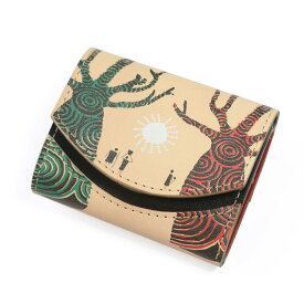 【小さい財布】ミニ財布 小さいふ。ペケーニョ 栃木レザー アートシリーズ「バオバブの木」 日本製 本革 財布 二つ折り財布 コンパクト ユニセックス