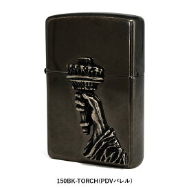 当店限定 ZIPPO ジッポー 自由の女神トーチ メタル #150 PVD加工 バレル ブラックアイス オイルライター アメリカ Liberty Torch メンズ ギフト プレゼント 限定 レア