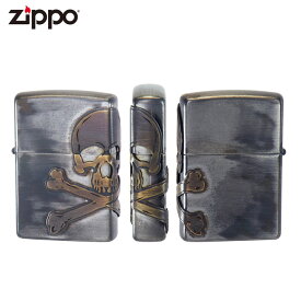 全品200円OFFクーポン！～4/27 9:59まで！ZIPPO ジッポー 2AB-SKULL | スカル ガイコツ 骸骨 アンティークブラス ユーズド加工 オイルライター zippo ギフト かっこいい オシャレ おしゃれ 喫煙具 ジッポ ジッポライタ