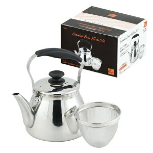 【T】モルティ 18-8ステンレス製広口ケットル 5.0L(茶こしアミ付)