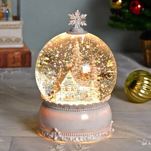 リキッドLEDスノードーム ホワイトタウン【スノードーム LEDライト 電池式 USB クリスマス Christmas Xmas オブジェ 置物 飾り 装飾 インテリア雑貨 ディスプレイ デコレーション おしゃれ プレゼ