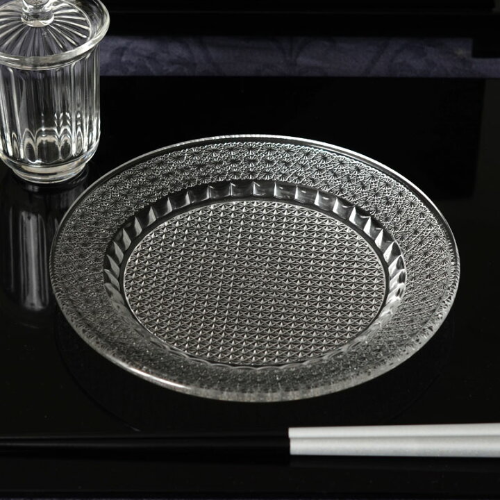 楽天市場 香菊 丸皿 クリア Km K9 ガラス食器 青山硝子 丸型 和食器 和モダン おもてなし おしゃれ 切子模様 003 食器 雑貨 ファッションqueenann