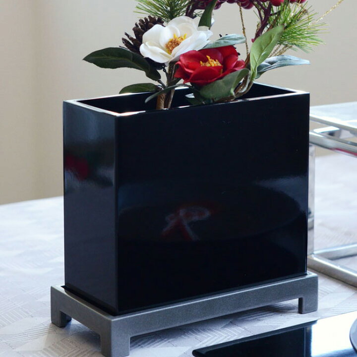 楽天市場 台付花器 ハイタイプ ブラック シルバー 花器 花瓶 花びん 花材 フラワーベース 黒塗 漆器 漆塗り 和風モダン おしゃれ お正月飾り 食器 雑貨 ファッションqueenann