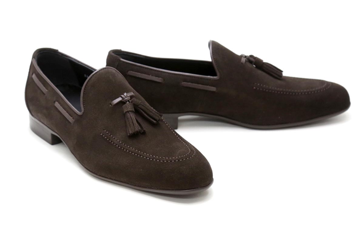 メンズ ローファー カジュアル ブラウン 革靴 クインクラシコ QueenClassico ドレスシューズ 国産 88011dbr スエードタッセルローファーラバーソール 日本製 紳士靴 茶色 正規通販 ダークブラウン 送料無料 一部地域を除く