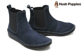 ハッシュパピー レディース サイドゴアブーツ ヌバック ダークネイビー Hush Puppies l-6100tdnvnub