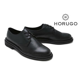 オルゴ メンズ カジュアルシューズ 外羽根プレーントゥ ブラック HORUGO hc102bk