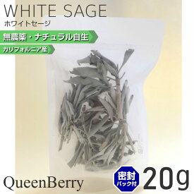 ホワイトセージ 浄化用 カリフォルニア産 【送料無料】【ホワイトセージ】 オーガニック ホワイトセージ20g ナチュラル 自然 浄化グッズ　無農薬 高品質 クラスタータイプ（枝付きリーフ） 石 パワーストーン 浄化