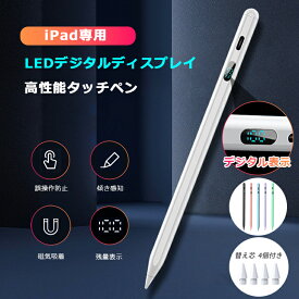 【デジタル残量表示/傾き感知】タッチペン iPad ペンシル 極細 スタイラスペン iPad 第10世代 8 7 6 第9世代 10.2 10.9 iPad Pro 11 12.9 インチ iPad Air5 mini6 Air4 mini5 Type-C急速充電 パームリジェクション機能 磁気吸着 超高感度 高性能 途切れ/遅延/ズレ/誤操作防止