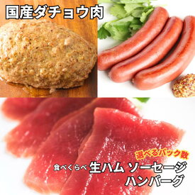 国産ダチョウ肉 お手軽食べくらべセット 生ハム ソーセージ ハンバーグ 各1~10パック ＼選べるパック数★レビューキャンペーン実施中★ ダチョウ肉 駝鳥肉 パーティー 高タンパク 低脂質 グルメ お取り寄せ おうちごはん おつまみ お酒のあて ジビエ 送料無料 大容量
