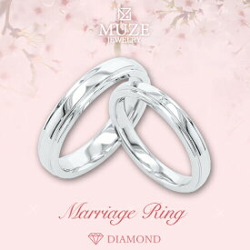 MUZE JEWELRY ダイヤモンド ペアリング ダイヤ 結婚指輪 マリッジリング 指輪 シルバー925プラチナ仕上げ カップル リング ペア プラチナ仕上げ SV925 プロポーズ サプライズ 記念 made in japan 刻印 名入れ