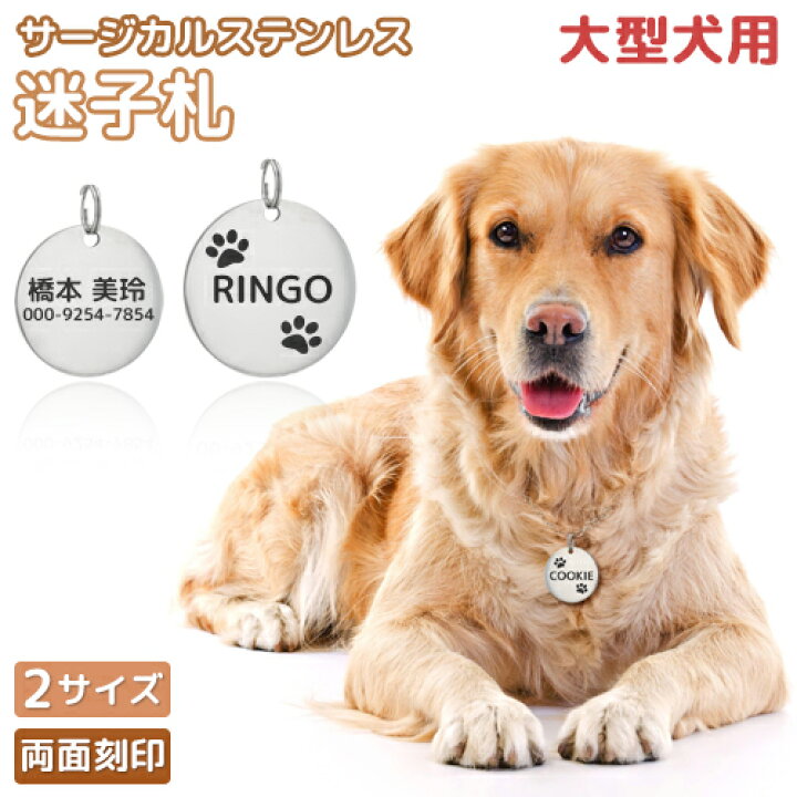 楽天市場 中 大型犬 迷子札 2サイズ ペット オイルスリック 犬 わんちゃん リング2個付 サークル型 Idタグ サージカルステンレス ネームタグ 首輪 名前 タグ 名入れ ネーム入れ オリジナル 中型犬用 イヌ お名前 電話番号刻印 飼い主 Queens Land