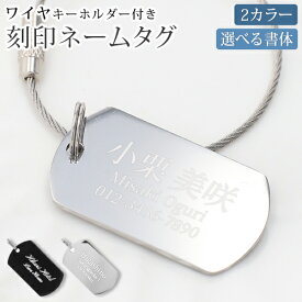 キーチェーン ネームタグ【刻印無料】ワイヤ付き 万能 ネームタグ キーホルダー ネームプレート スーツケース用 盗難防止 刻印 ステンレス 刻印無料 特別なプレゼント aruon 名入れ工房 卒園 バレンタイン