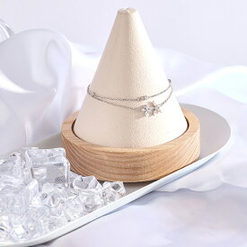 ブレスレット ダブルフラワー 花モチーフ シルバー チェーン 韓国アクセサリー