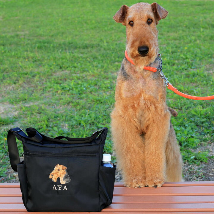 ベージュ 犬の顔刺繍 ショルダーバッグ