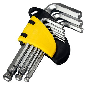 国内検品済み 六角レンチセット ボールポイント 9本セット 1.5mm 2mm 2.5mm 3mm 4mm 5mm 6mm 8mm 10mm 六角穴付きボルト ネジをしめる 家庭用 DIY