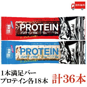 送料無料 アサヒグループ食品 1本満足バー プロテインチョコ・ヨーグルト各18本 合計36本 (プロテインバー)