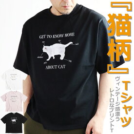 キャットプリント 猫柄 Tシャツ 半袖 TEE メンズ