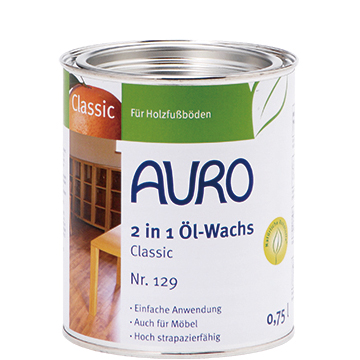 【送料無料】AURO アウロ Nr.129ツーインワンオイルワックス(油性) 0.75L　100%天然原料でできた無垢材用のワックスです。【np-0129・np.0129】