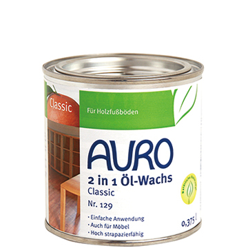 <br  ><br  ><br  >AURO アウロ Nr.129<br  >ツーインワンオイルワックス(油性) 0.375L<br  >　100%天然原料でできた無垢材用のワックスです。