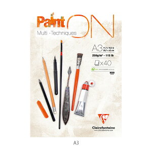 【公式ショップ】 クレールフォンテーヌ ペイントオン 画用紙 フランス ブランド 海外 輸入 画材 スケッチブック PAINT'ON ホワイト 40枚入
