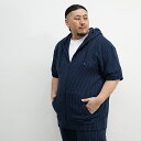 大きいサイズ メンズ 半袖パーカー パーカー ジップパーカー 5L 4L 3L 2L XXXXL XXXL XXL XL 2XL 3XL 4XL 白 ホワイト 半袖 春 春服 春物 夏 夏服 夏物 春夏 5分袖 五分袖 オシャレ 大きい 大きめ おおきいサイズ シアサッカー サマーパーカー 薄手 イワショー