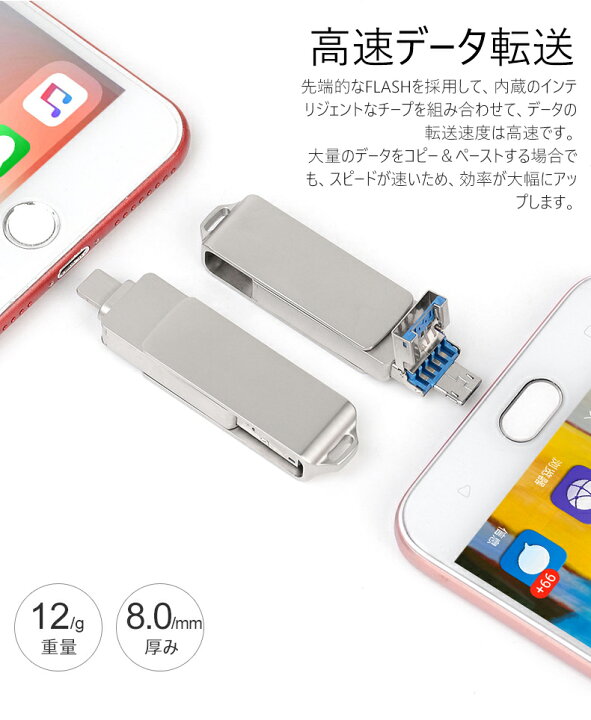 楽天市場】64GB・128GB・256GB・512GB・1TB USBメモリ 3IN1 iphone USB 