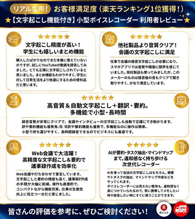 楽天市場】ボイスレコーダー 文字起こし AIボイスレコーダー 議事録 