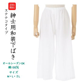 送料無料 和装ステテコ 男性用 白 紺 和装下着 肌着 着物 和服 踊り用 普段用 白 稽古用 祭り 男物 紳士 M L 2L LL 楊柳生地 ウエストゴム オールシーズン