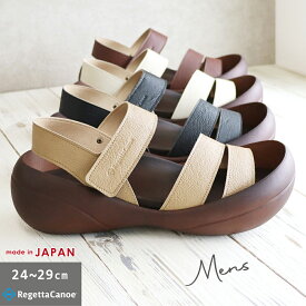 【今ならクーポンで600円OFF〜最大2,000円OFF！】リゲッタ カヌー メンズ サンダル 靴 CJBF5178 フェイクレザー ビッグフット サンダル シボ加工 バックベルト 履きやすい 歩きやすい 黒 ローリング歩行 RegettaCanoe 日本製 あす楽