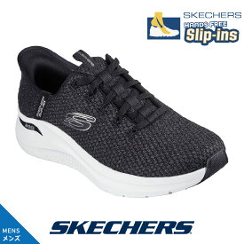 スケッチャーズ メンズ 232462 BKW ブラック/ホワイト スニーカー SKECHERS スリップインズ ARCH FIT 2.0 - LOOK AHEAD Slip-ins スリッポン ハンズフリー アーチフィット 黒 レースアップ 紐靴