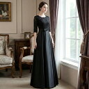 【最大50％クーポン】パーティードレス 2color ロングドレス　 結婚式 ワンピース 大きいサイズ有 演奏会 袖あり 袖付き 成人式 同窓会 卒業式 謝恩会 ドレス 演奏会 ドレス 20代 30代 袖あり 袖付き 黒 ブラック 赤 ミモレ丈 ブライズメイド ドレス オケージョンドレス
