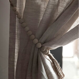 【30%クーポン】ウッドビーズ カーテンホルダー 木製 ウッド調 タッセル 韓国インテリア 韓国雑貨 おしゃれ シンプル