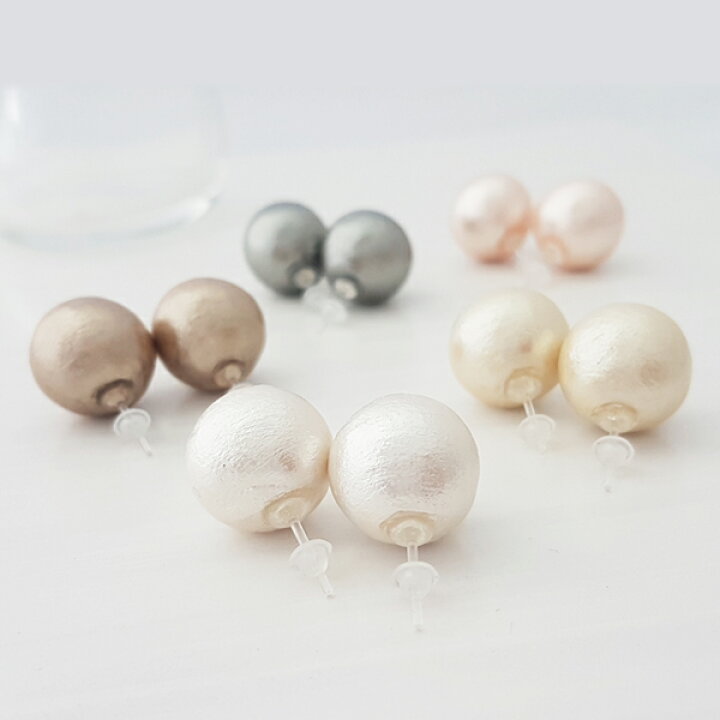 楽天市場】16mmコットンパール樹脂 ピアス R-days キスカ ピンク  