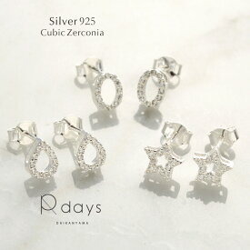 【 スーパーSALE ★ OFF PRICE 】Silver925 キュービックジルコニア ピアス R-days スターリングシルバー 銀 オーバル ドロップ スター 繊細 アクセサリー レディース ※「ゆうパケット」送料無料