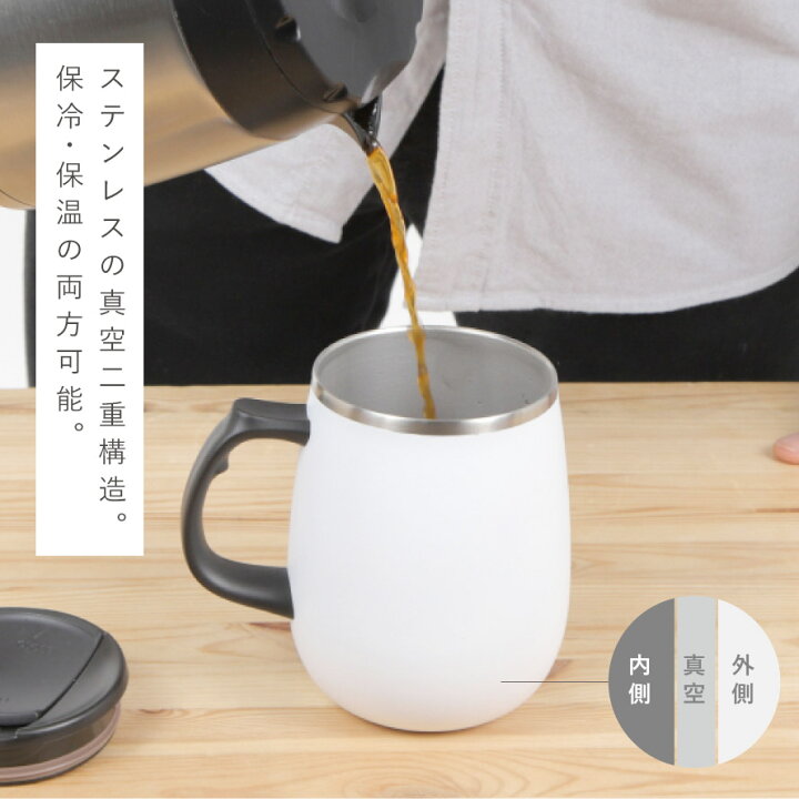 楽天市場】マグカップ 大きい おしゃれ 保温 保冷 蓋つき 400ml 名入れ 