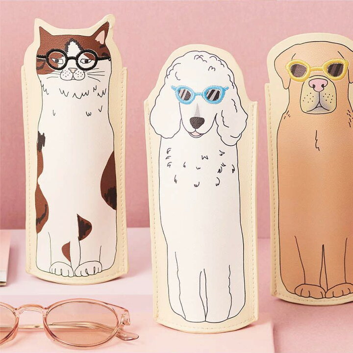 楽天市場 メガネケース 眼鏡ケース 猫グッズ 雑貨 イラスト 猫 ねこ ネコ 犬 いぬ イヌ スリム 持ち運び コンパクト 合皮 おしゃれ かわいい 動物 アニマル モチーフ ユニーク メガネケース ココチのくらし雑貨店