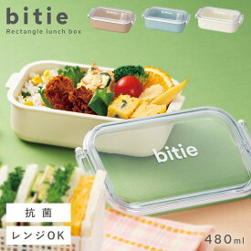 弁当箱 女子 大人 子供 1段 一段 小さめ 480ml 抗菌 食洗機対応 レンジ おしゃれ bitie 抗菌レクタングル 抗菌仕切付 480ml BPAフリー