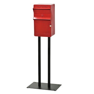 ポスト 置き型 スタンド スタンドポスト 南京錠 鍵 鍵付き ヴィンテージ レトロ アンティーク レッド イエロー 赤 黄色 スリムポスト スタンド付き ヴィンテージ 返品不可 キャンセル不可 返