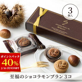 【40％ポイントバック！2/16 9:59まで】【A配送】ショコラ・ダムール・ドゥ・ミクニ 至福のショコラモンブラン3コ バレンタイン 洋菓子 冬ギフト チョコレート 三國清三シェフ監修 ギフトBOX 詰め合わせ 贈り物 通販 ショッパー付き 2026 本命 義理 プチギフト おしゃれ