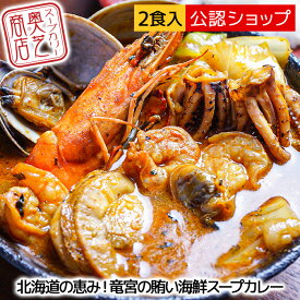 【エントリー必須※お買いものパンダカレー皿CP対象商品】【C配送】スープカレー 奥芝商店 北海道の恵み！竜宮の賄い海鮮スープカレー（2パック入り） 中辛 送料無料 2人〜4人前 冷凍カレー グルメ ギフトにも最適 ギフトBOX入り 北海道名物 お取り寄せグルメ