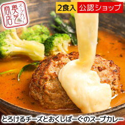 【エントリー必須※お買いものパンダカレー皿CP対象商品】【C配送】スープカレー 奥芝商店 とろけるチーズとおくしばーぐのスープカレー（1箱2パック入り約1,000g） 中辛 2人〜4人前 人気店 冷凍 カレー お取り寄せグルメ ギフトに最適 ボックス入り 冷凍湯煎調理 北海道