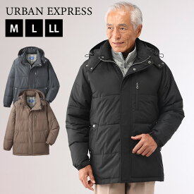 ハーフコート メンズ フード付き中綿ハーフコート URBAN EXPRESS/アーバンエクスプレス 【92538】M L LL ブラック ブラウン 防寒対策 防寒着 おしゃれ 男性用 紳士用 あったか 暖かい 冬用 敬老の日 プレゼント