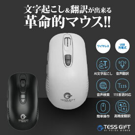 マウス PC パソコン 自動 文字起こし TESS GIFT AI ライティングマウス 人工知能 音声検索 音声 翻訳 自動翻訳 自動検索 Google 音声認識エンジン 高精度 翻訳機 タイピング 音声入力 ワイヤレス 無線 AI 学習 外国語 ビジネス