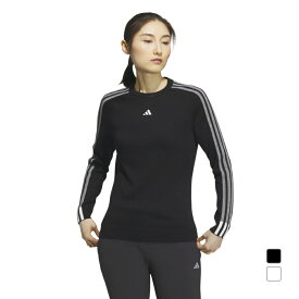 アディダス レディース ゴルフウェア 長袖 セーター 秋 冬 スリーストライプス クルーネック セーター (HY0899) adidas