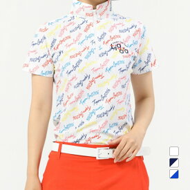 ティゴラ レディース ゴルフウェア 半袖シャツ 春 夏 遮熱ロゴプリント ジップシャツ (TR-1H2023Z) TIGORA