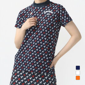 ルコックスポルティフ ゴルフ レディース ゴルフウェア 半袖シャツ 春 夏 【ストレッチフォーサー】エッフェル柄モックネックシャツ (QGWXJA05) le coq sportif GOLF