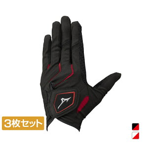 3枚セット ミズノ ゴルフウェア ゴルフグローブ W-GRIP(ダブルグリップ) 左手用 (5MJML40101) メンズ : ホワイト×レッド MIZUNO