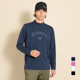キャロウェイ ゴルフウェア 長袖シャツ 秋 冬 ロゴプリントストレッチ天竺長袖モックネックシャツ (C23233108) メンズ Callaway