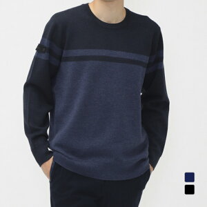 ブリーフィング ゴルフウェア 長袖セーター 秋 冬 MS MERINO WOOL STRIPE LOGO CREWNECK KNIT (BRG243M51) メンズ BRIEFING